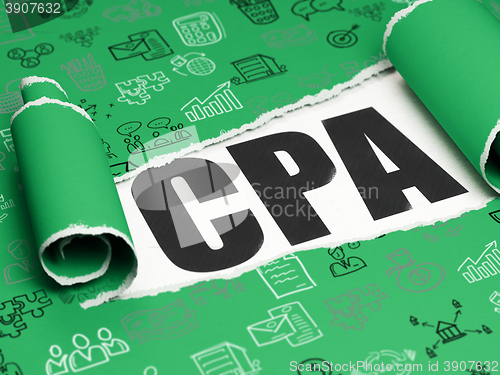 Image of Business concept: black text CPA under the piece of  torn paper