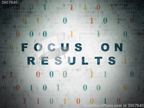 Image of Finance concept: Focus on RESULTS on Digital Data Paper background