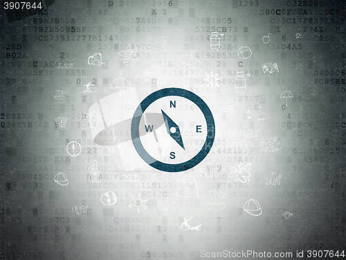 Image of Tourism concept: Compass on Digital Data Paper background