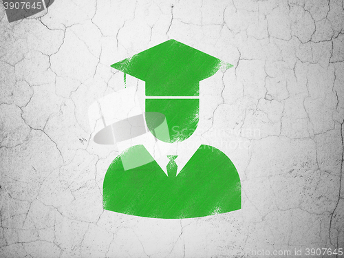 Image of Science concept: Student on wall background
