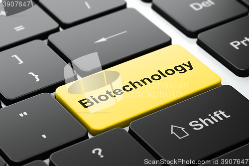 Image of Science concept: Biotechnology on computer keyboard background