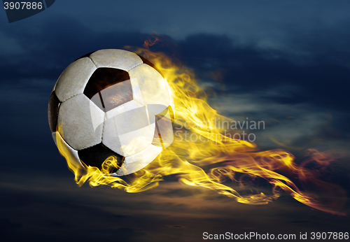 Image of flying fiery soccer ball