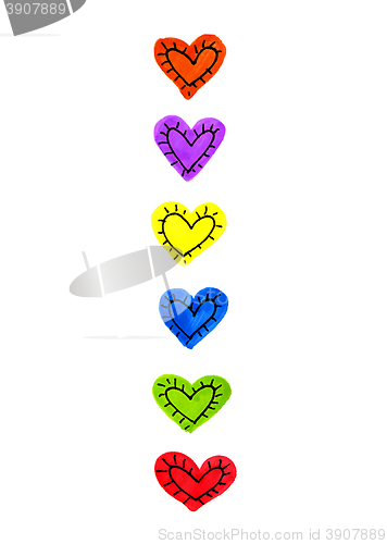Image of Set of bright color hearts