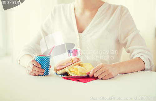 Image of woman celebrating american independence day