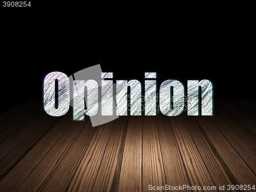 Image of Marketing concept: Opinion in grunge dark room