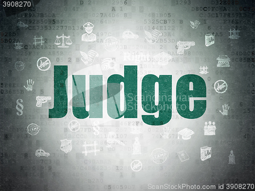 Image of Law concept: Judge on Digital Data Paper background