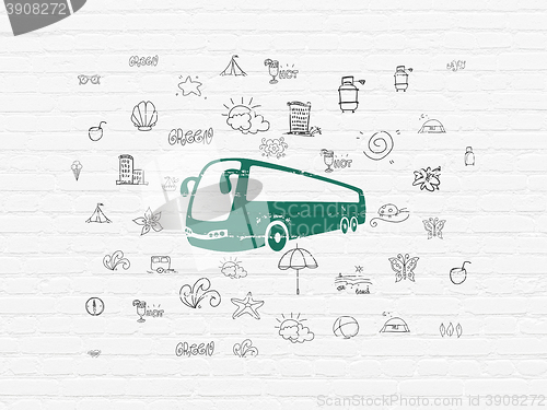 Image of Vacation concept: Bus on wall background