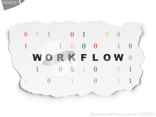 Image of Business concept: Workflow on Torn Paper background