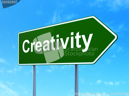 Image of Advertising concept: Creativity on road sign background
