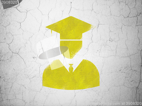 Image of Science concept: Student on wall background
