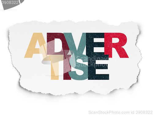 Image of Advertising concept: Advertise on Torn Paper background