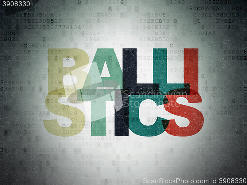 Image of Science concept: Ballistics on Digital Data Paper background