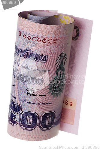 Image of Thai currency rolled

