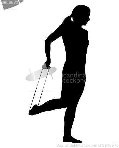 Image of Silhouette of woman doing exercises