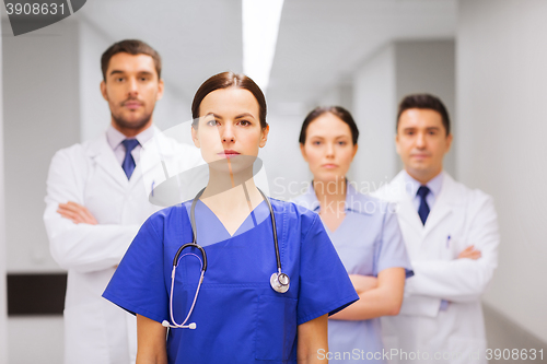 Image of group of medics or doctors at hospital