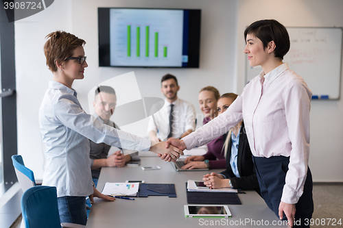 Image of business womans handshake