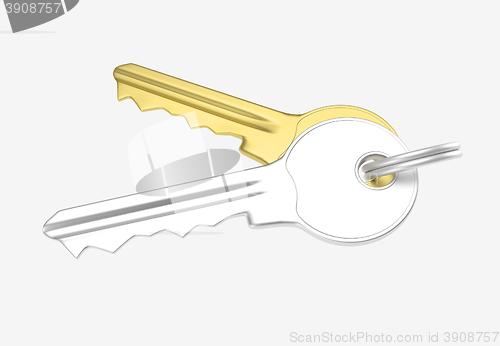 Image of gold and silver key with silver ring