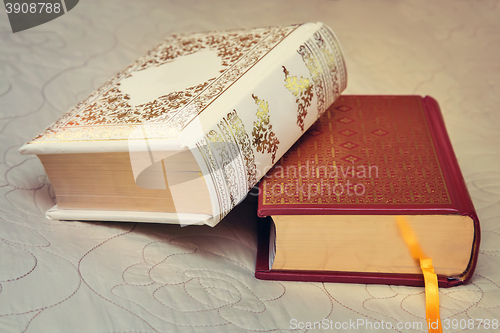 Image of Two books in beautiful bindings.