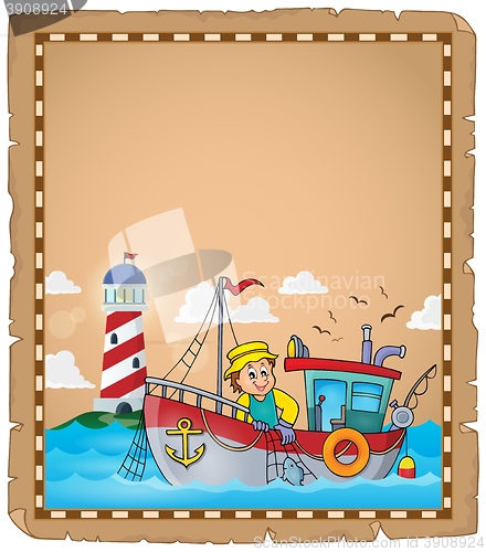 Image of Parchment with fishing boat theme 2