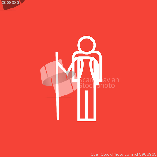 Image of Tourist backpacker line icon.