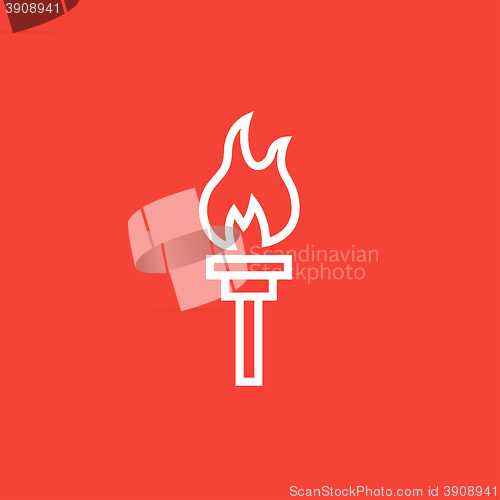 Image of Burning olympic torch line icon.