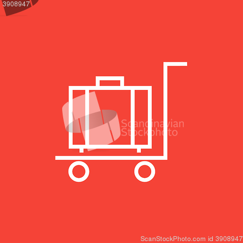 Image of Luggage on trolley line icon.