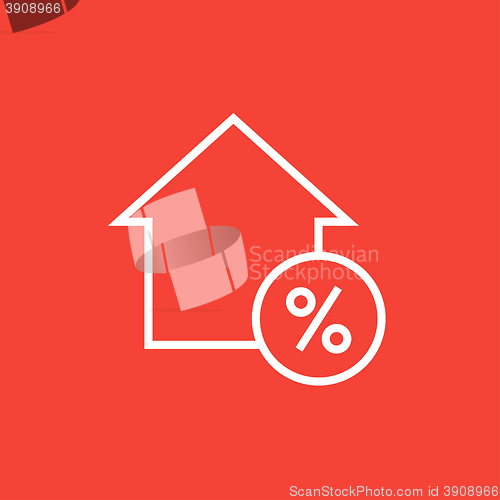 Image of House with discount tag line icon.