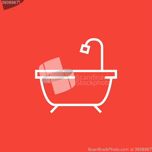 Image of Bathtub with shower line icon.