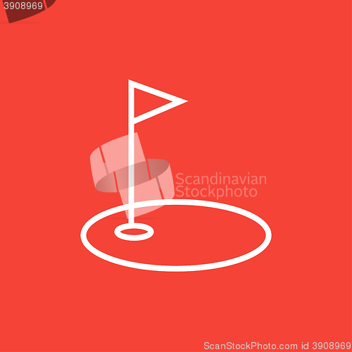 Image of Golf hole with flag line icon.