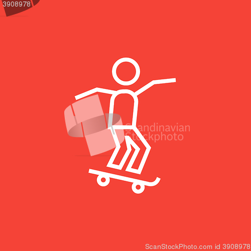 Image of Man riding on skateboard  line icon.