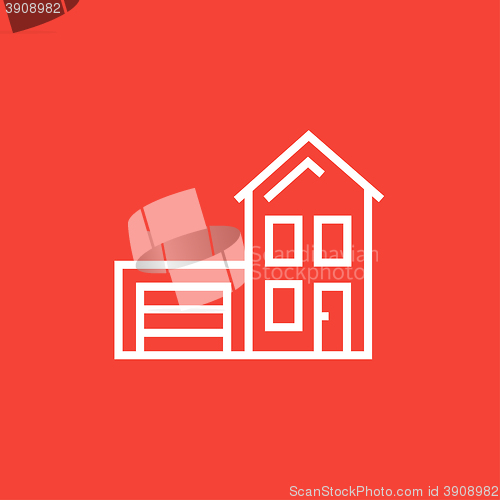 Image of House with garage line icon.