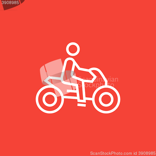 Image of Man riding motorcycle line icon.