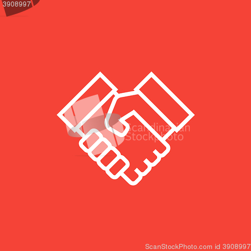 Image of Handshake and successful real estate transaction line icon.