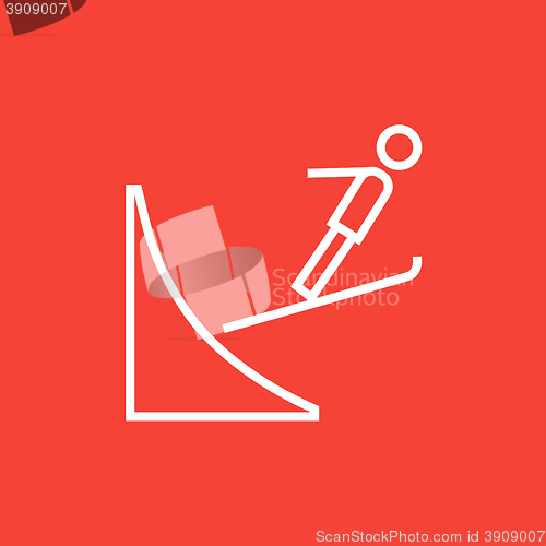 Image of Ski jumping line icon.