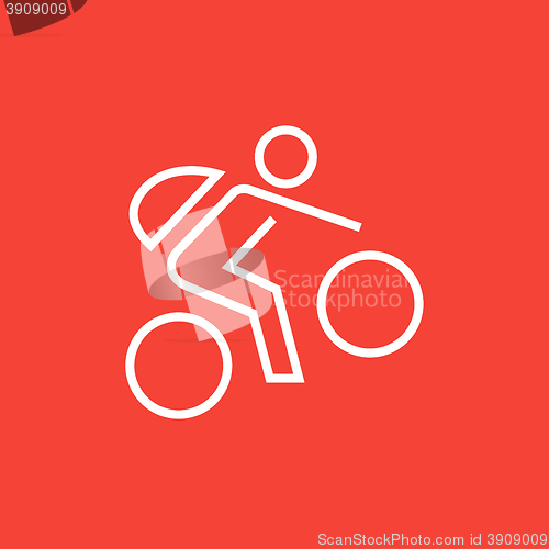 Image of Man riding bike line icon.