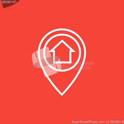 Image of Pointer with house inside line icon.