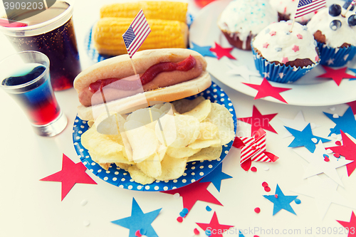 Image of food and drinks on american independence day party