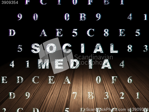 Image of Social network concept: Social Media in grunge dark room