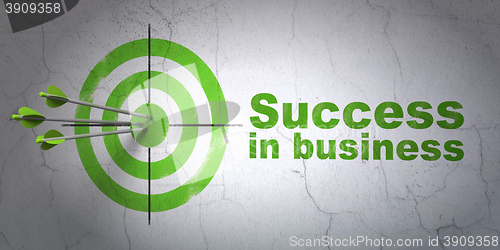 Image of Business concept: target and Success In business on wall background