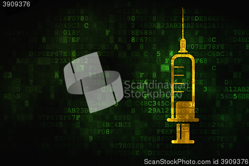Image of Healthcare concept: Syringe on digital background