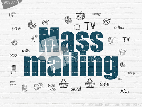 Image of Marketing concept: Mass Mailing on wall background