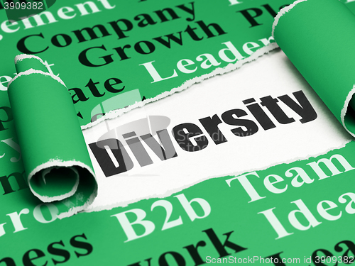 Image of Business concept: black text Diversity under the piece of  torn paper