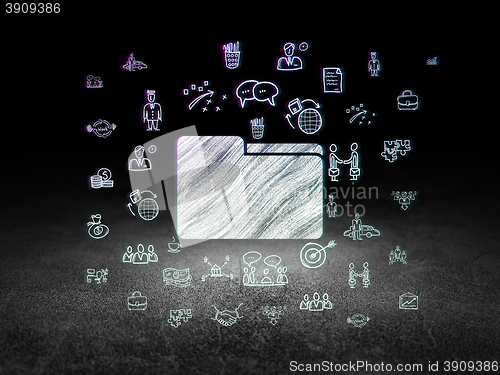 Image of Business concept: Folder in grunge dark room