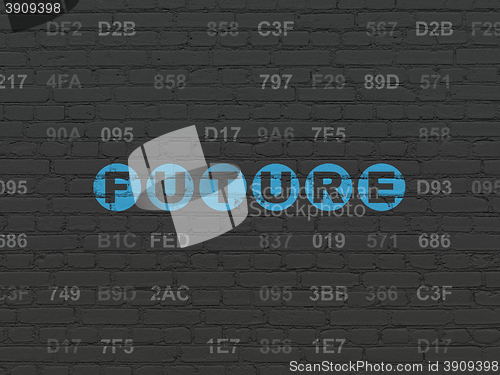 Image of Time concept: Future on wall background
