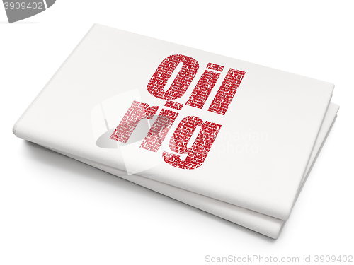 Image of Industry concept: Oil Rig on Blank Newspaper background