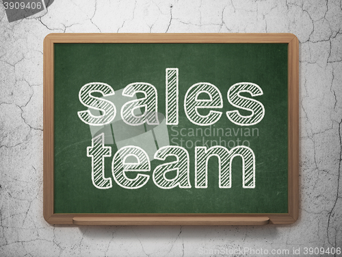 Image of Advertising concept: Sales Team on chalkboard background