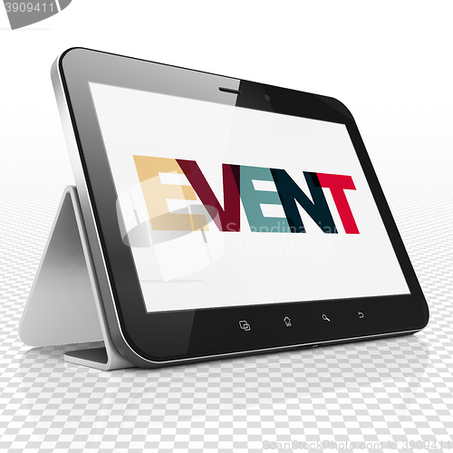Image of Holiday concept: Tablet Computer with Event on  display