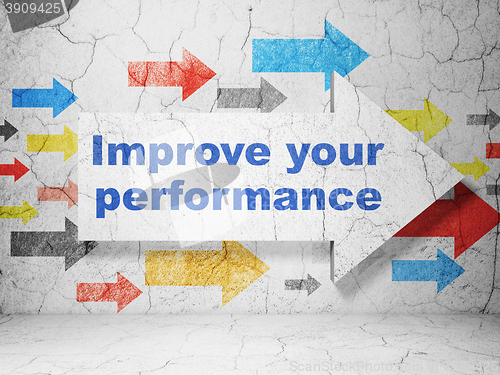 Image of Education concept: arrow with Improve Your Performance on grunge wall background
