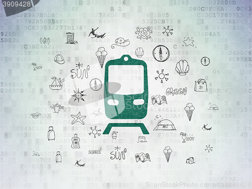 Image of Tourism concept: Train on Digital Data Paper background