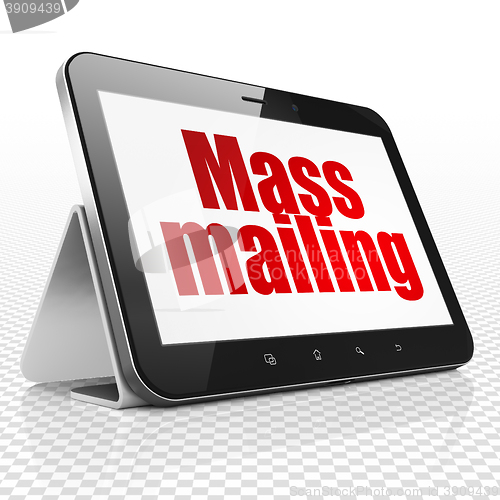 Image of Marketing concept: Tablet Computer with Mass Mailing on display